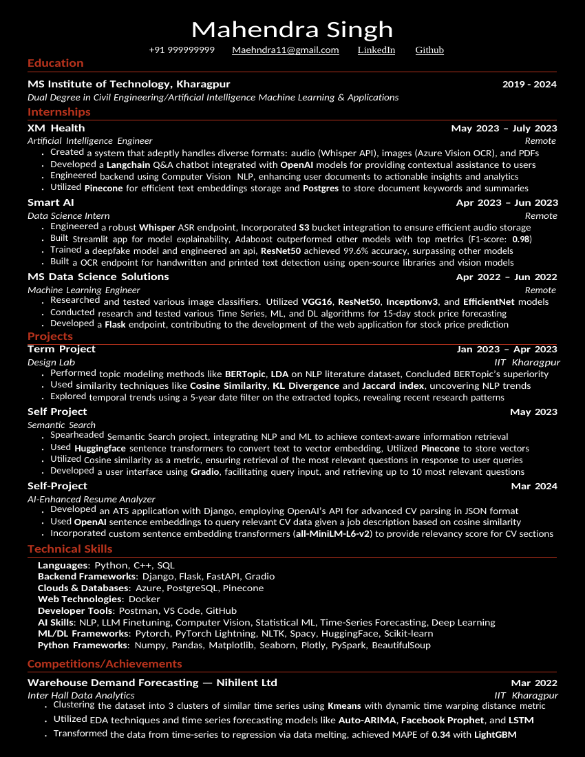 ATS-friendly data analyst sample resume by Mahendra Singh